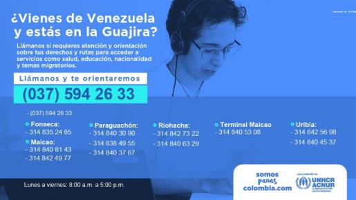 Acnur habilita 12 líneas para brindarte orientación en La Guajira